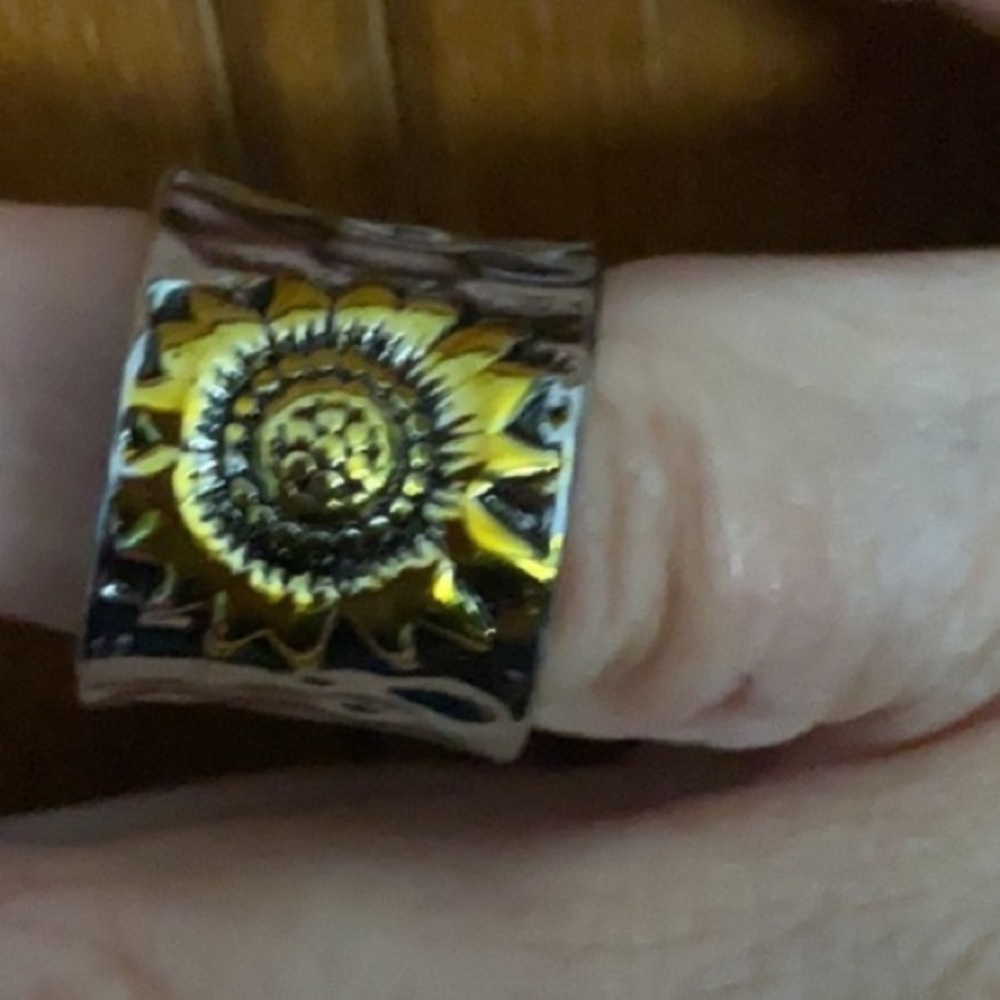 Sundance Two-Tone Silver and Gold Sunflower Cuff Ring - Picture 3 of 4